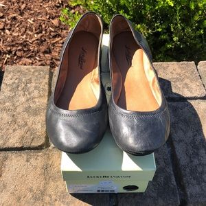 Women’s black leather lucky brand ballet flats